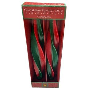 Christmas Feather Twist Candles 10” NIB holidays